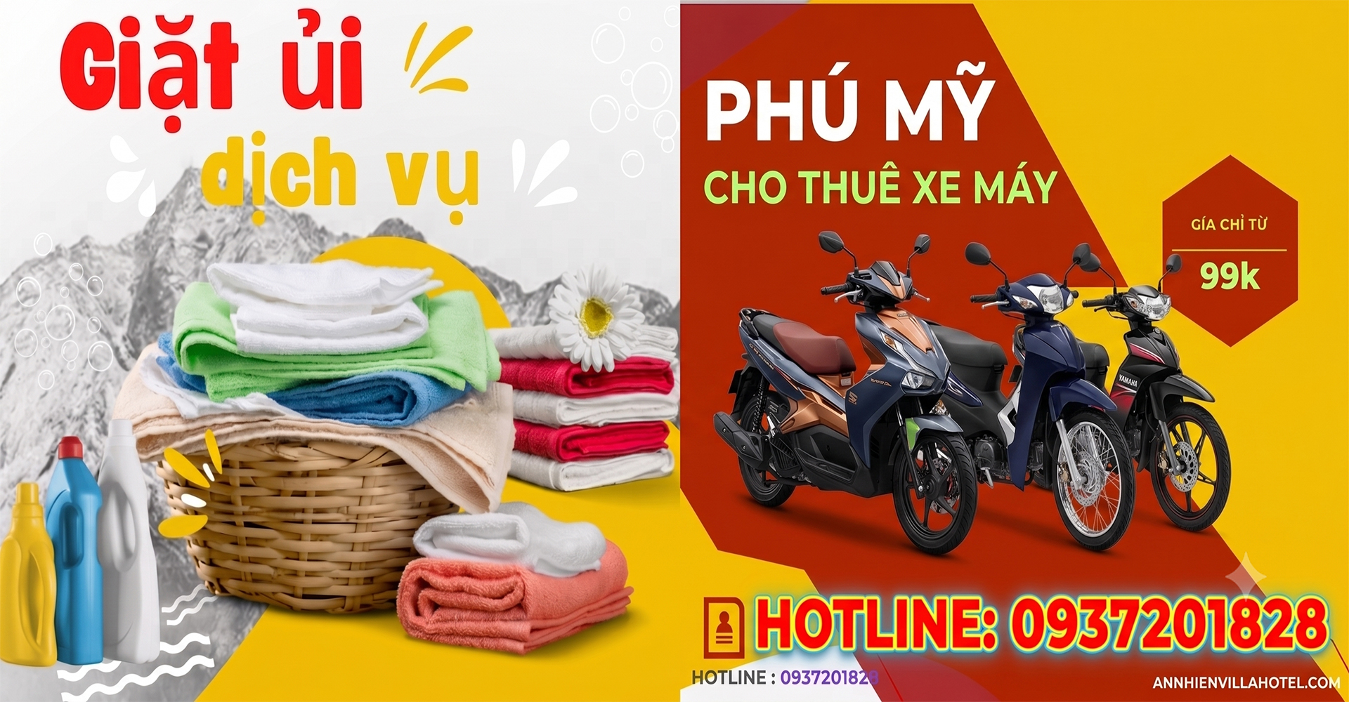 dich vu giat ui & cho thue xe may phu my - an nhien villa hotel
